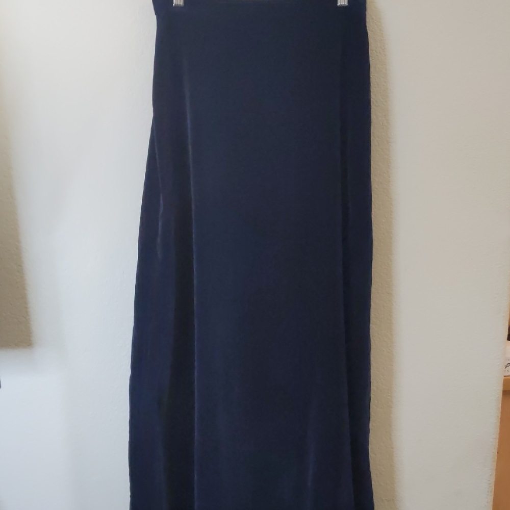 Velvet Navy Maxi A Line Skirt Y2K 1960 goth western coastal Sz 14